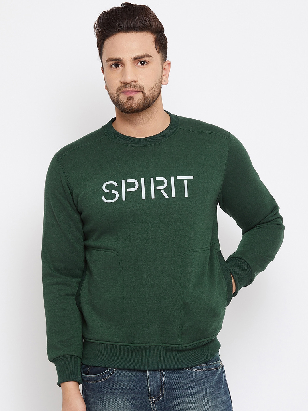 

Spirit Men Green Printed Sweatshirt