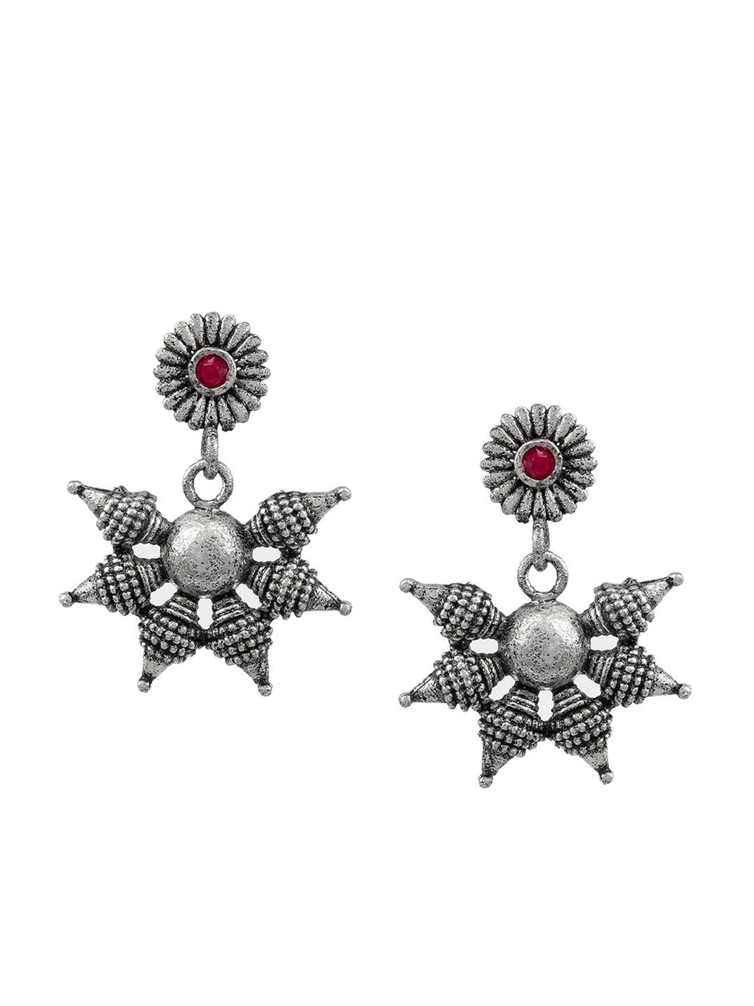 

Silvermerc Designs Silver-Plated & Pink Contemporary Drop Earrings
