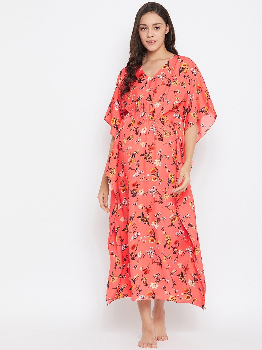 

Uptownie Lite Women Orange & Brown Printed Maternity Nightdress
