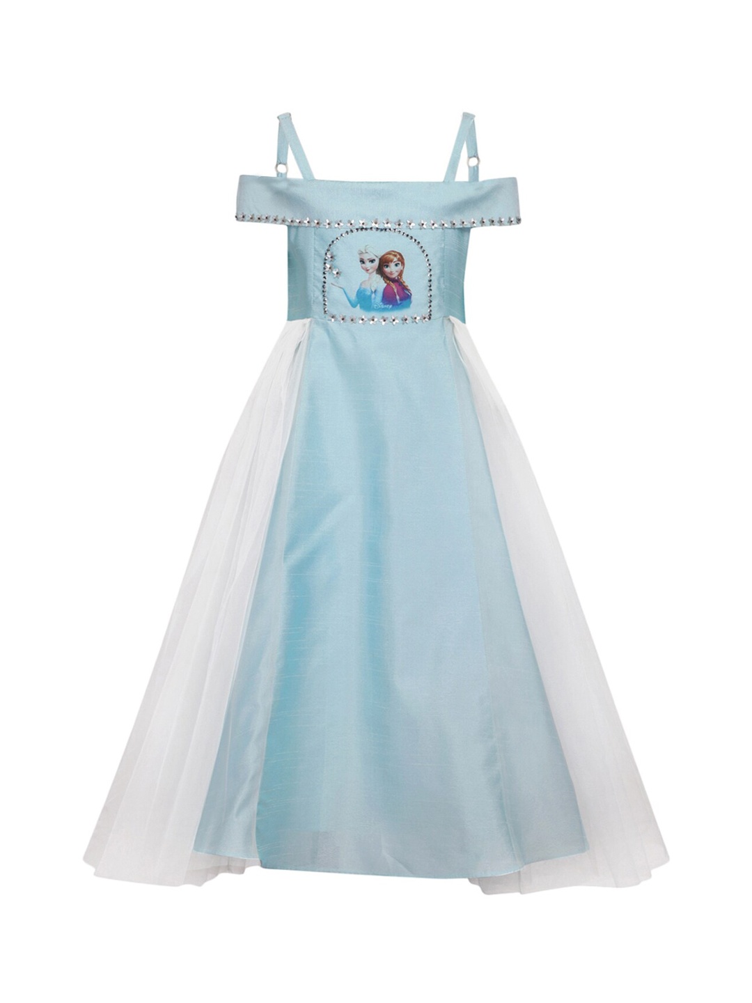 

A Little Fable Girls Blue Solid Maxi Dress