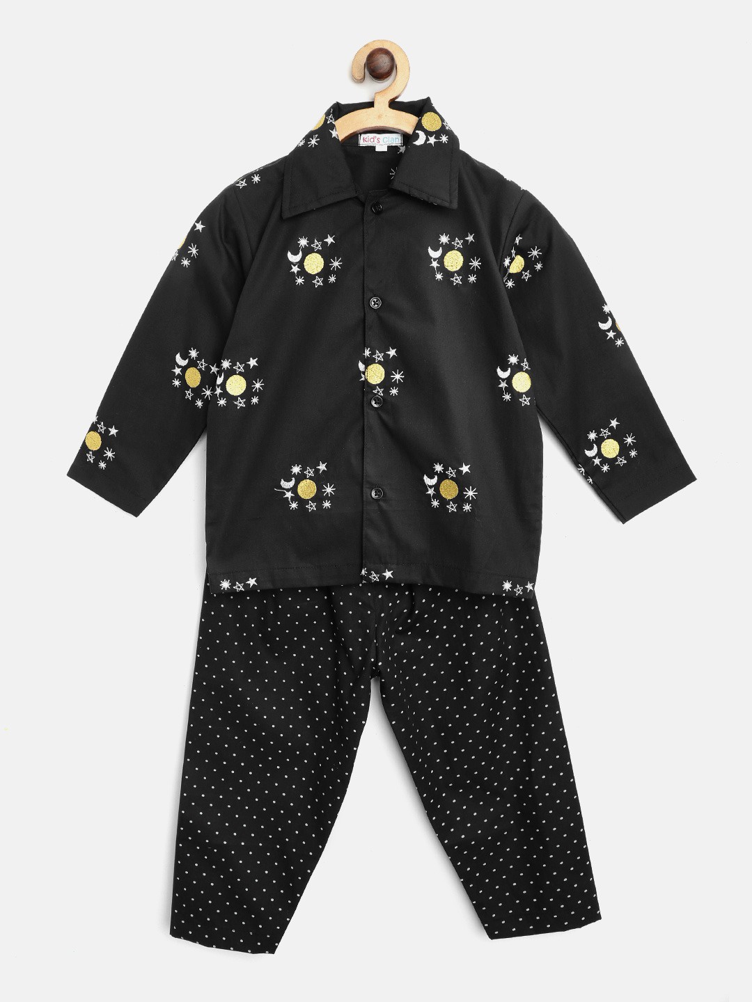 

Kids Clan Unisex Kids Black & White Printed Night Suit