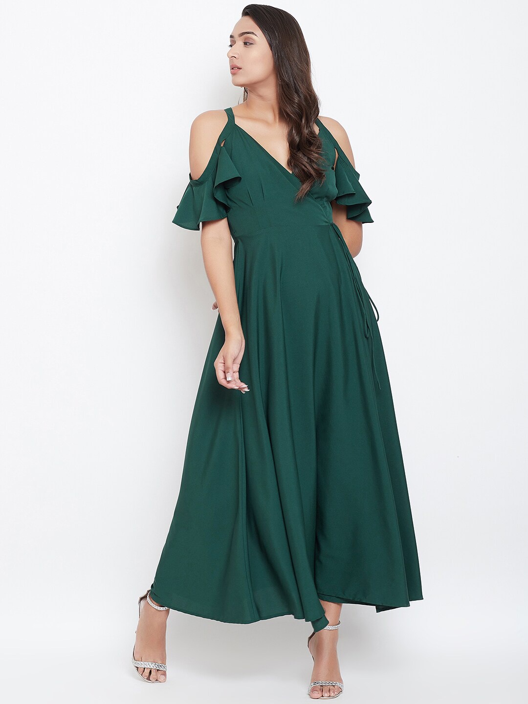 

Berrylush Women Green Solid Maxi Dress