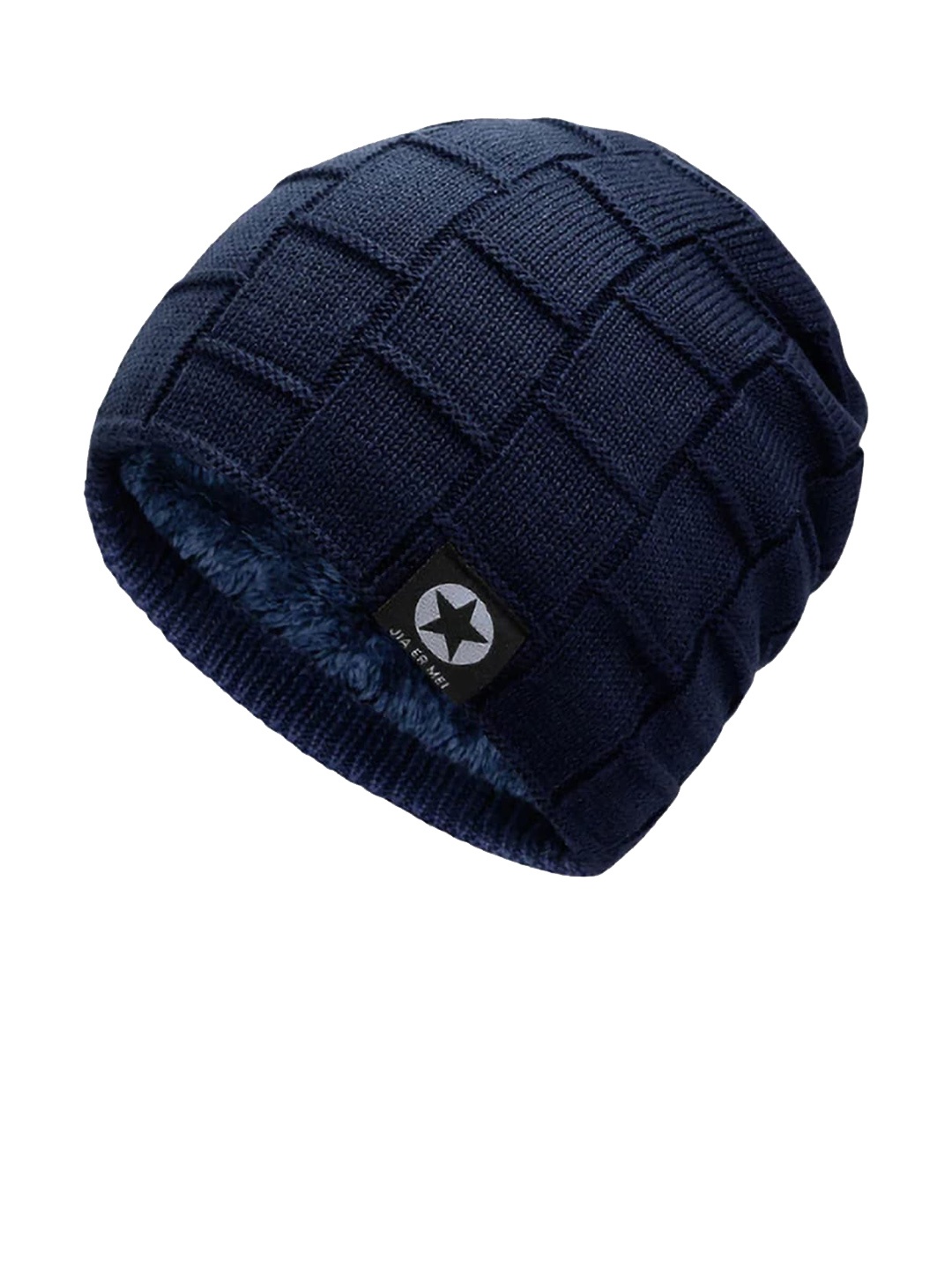 iSWEVEN Unisex Blue Self-Design Beanie