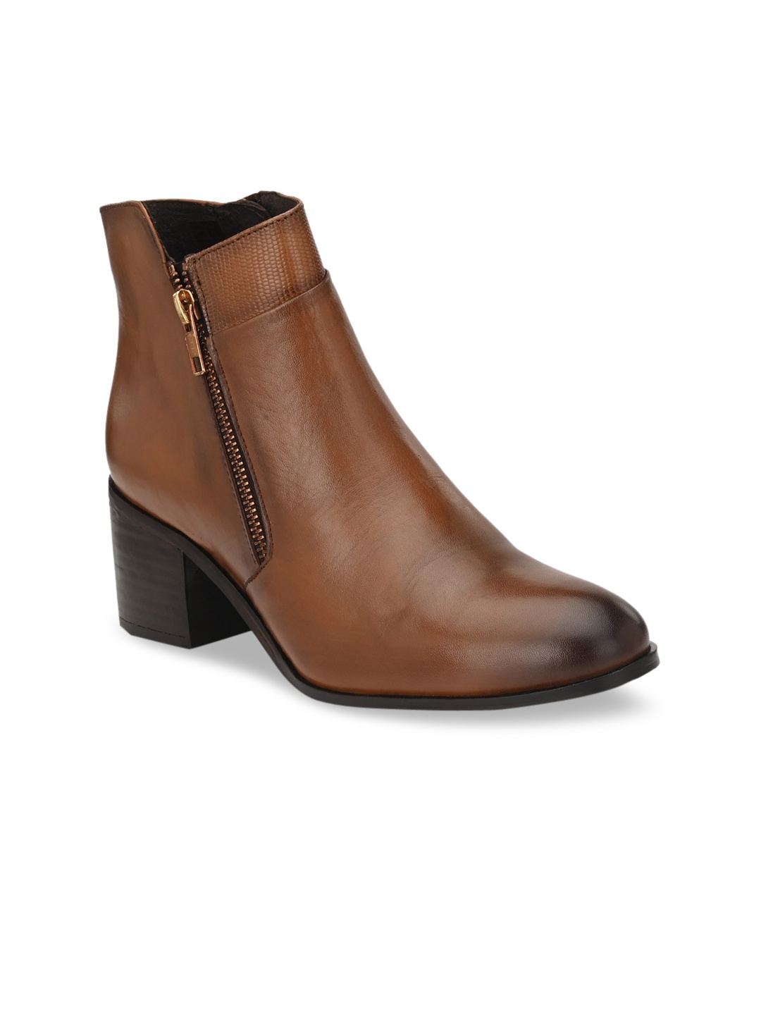 Delize Women Tan Brown Solid Faux Leather Boots