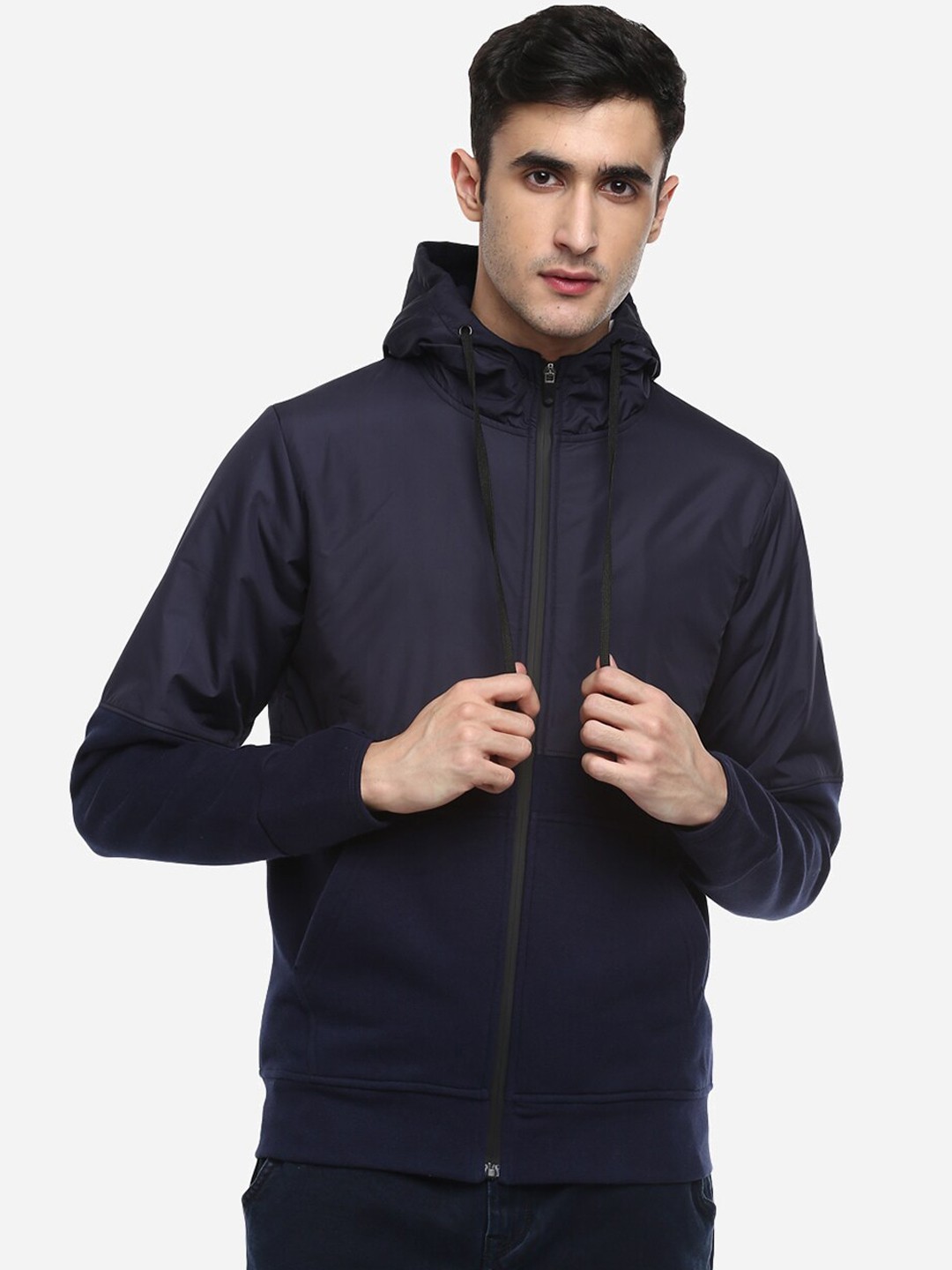 

Red Chief Men Navy Blue Solid Hooded Sweatshirt