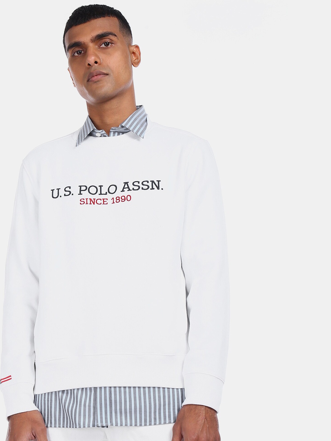 

U.S. Polo Assn. Men White Printed Sweatshirt