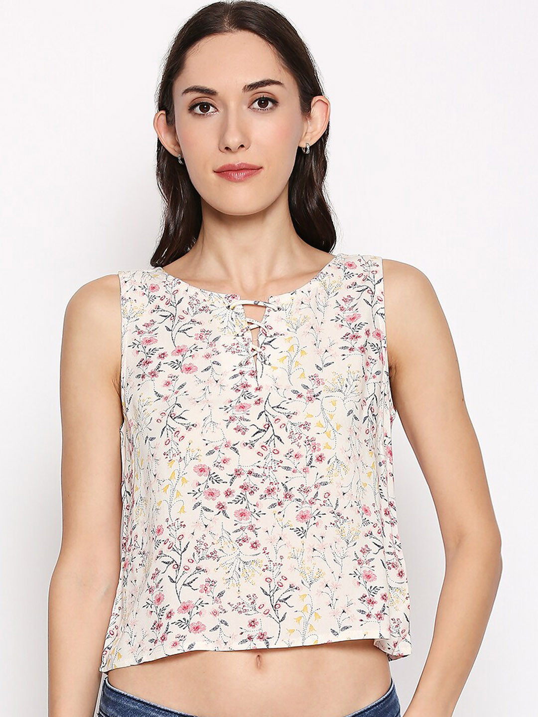 

People Women White Printed A-Line Top