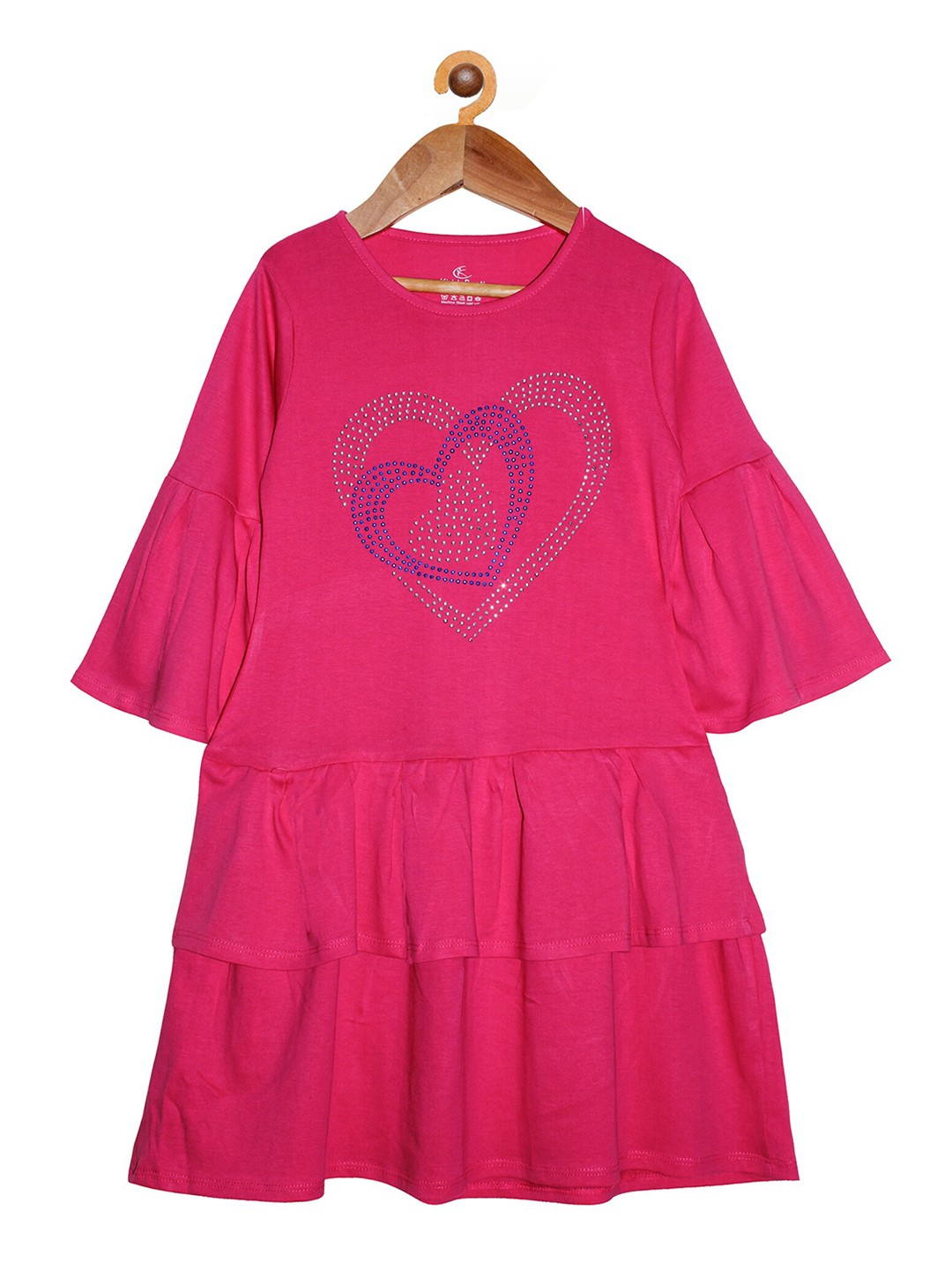 

KiddoPanti Girls Fuchsia Pink Embellished Fit and Flare Dress