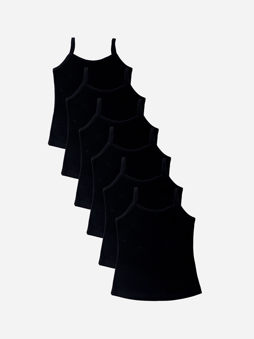 

Bodycare Kids Girls Pack Of 6 Black Solid Camisoles