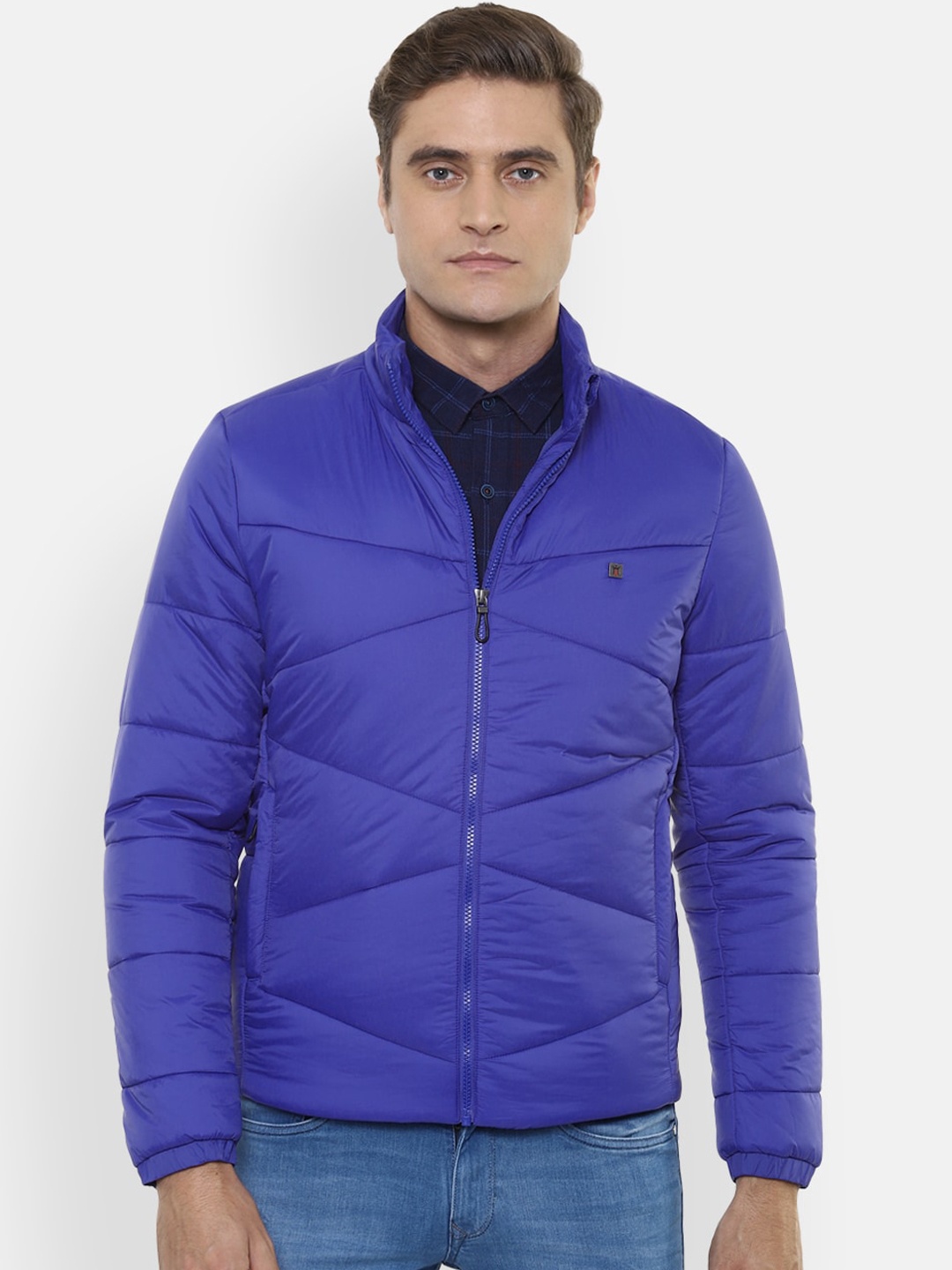 

Louis Philippe Sport Men Blue Solid Quilted Jacket