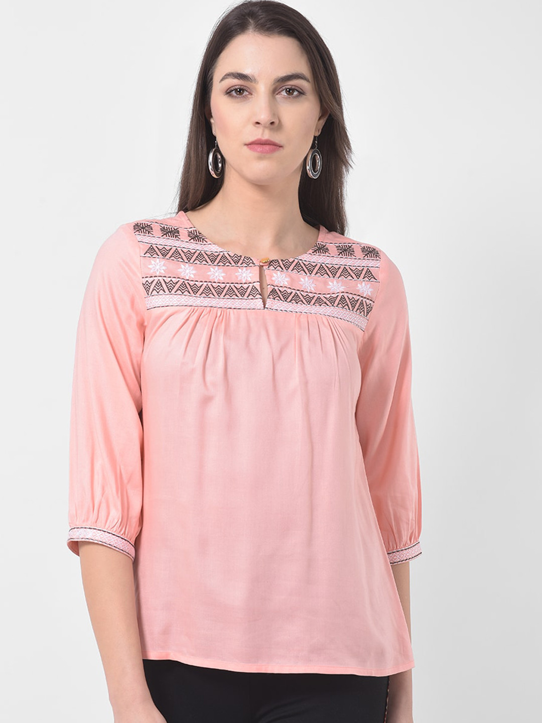 

Latin Quarters Women Pink Embroidered Top