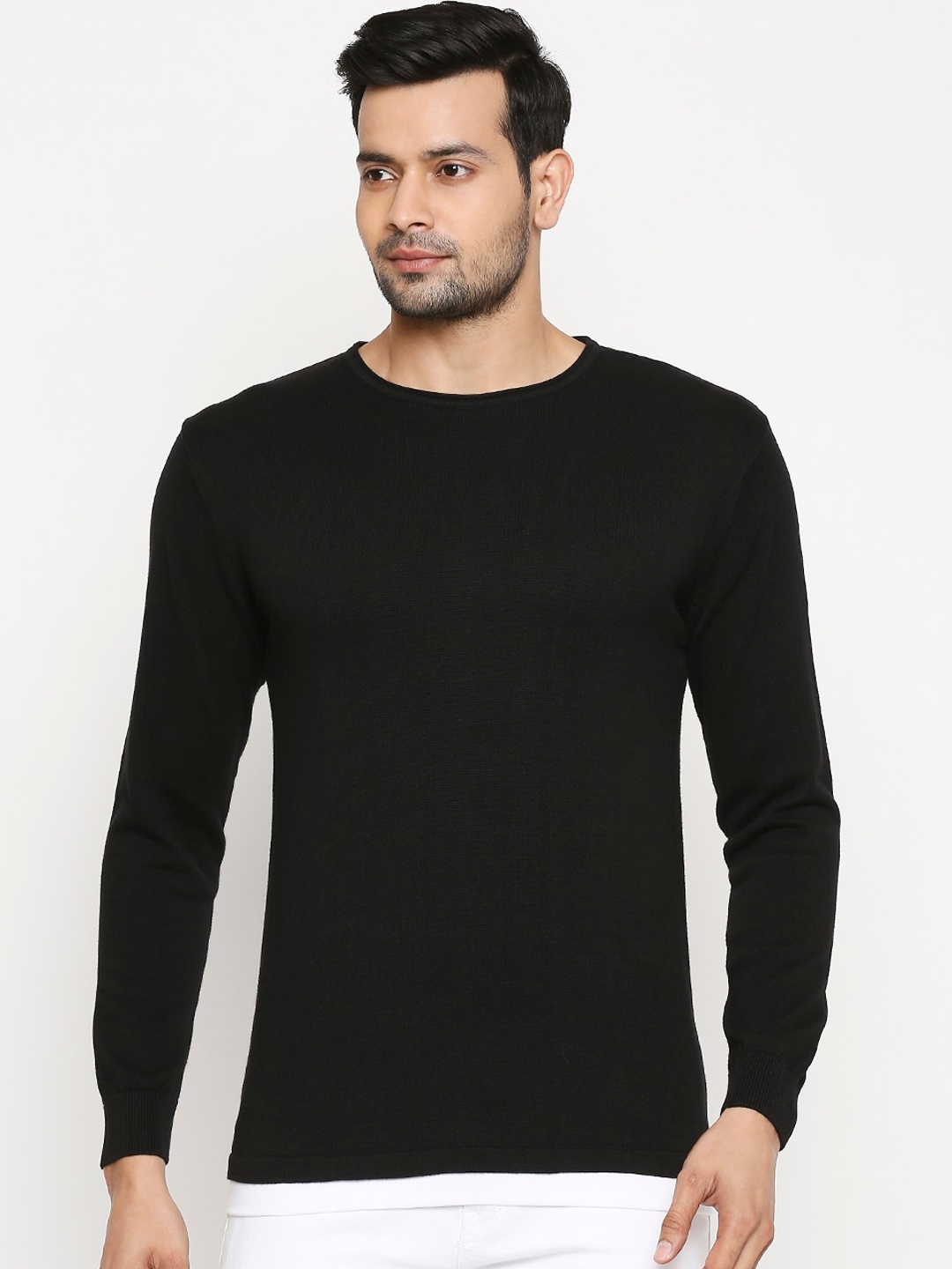 

People Men Black Solid Pullover Sweater