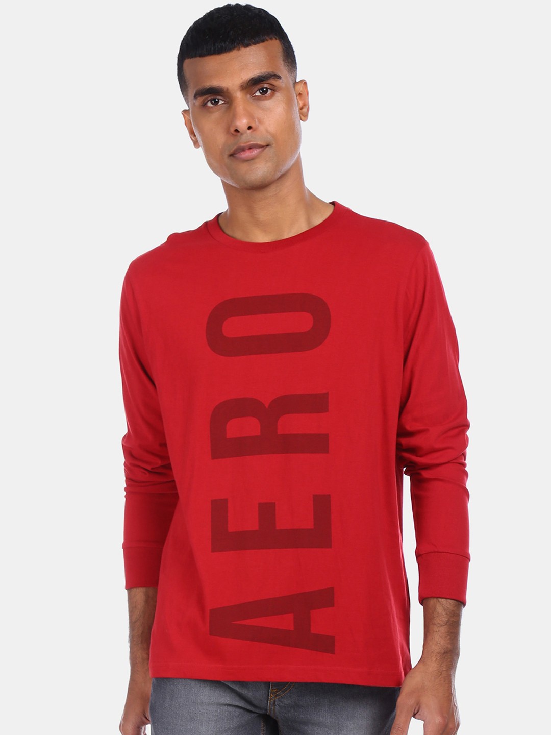 

Aeropostale Men Red Printed Round Neck T-shirt