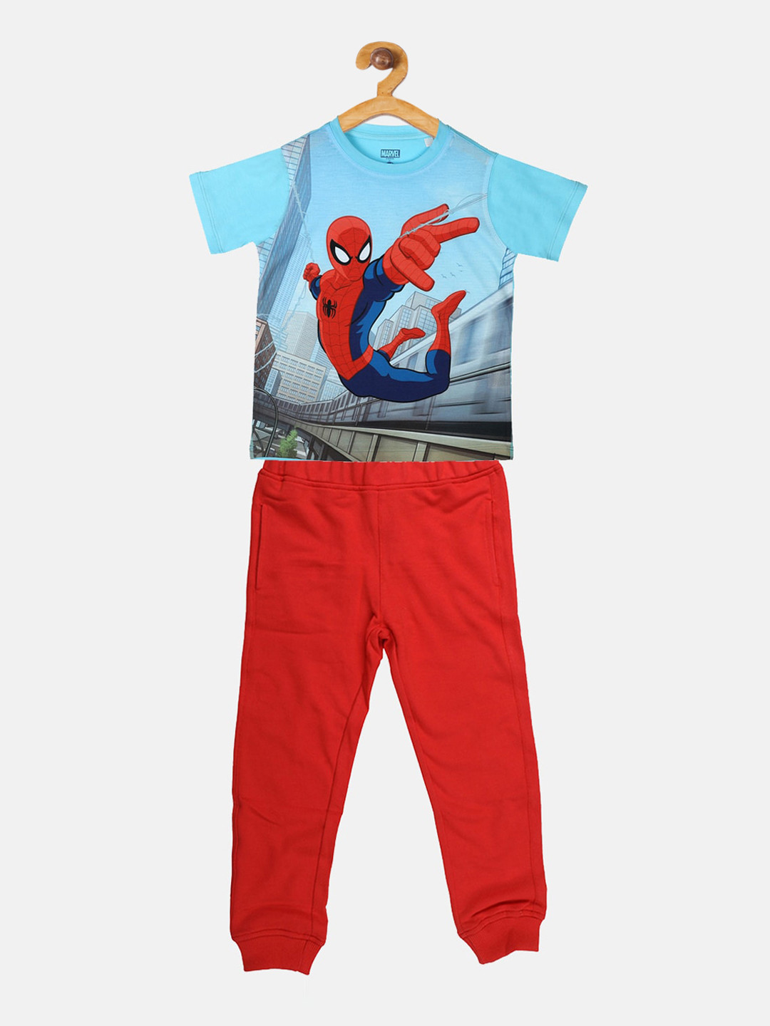 

YK Marvel Boys Blue & Red Avengers Spiderman Print T-Shirt with Joggers