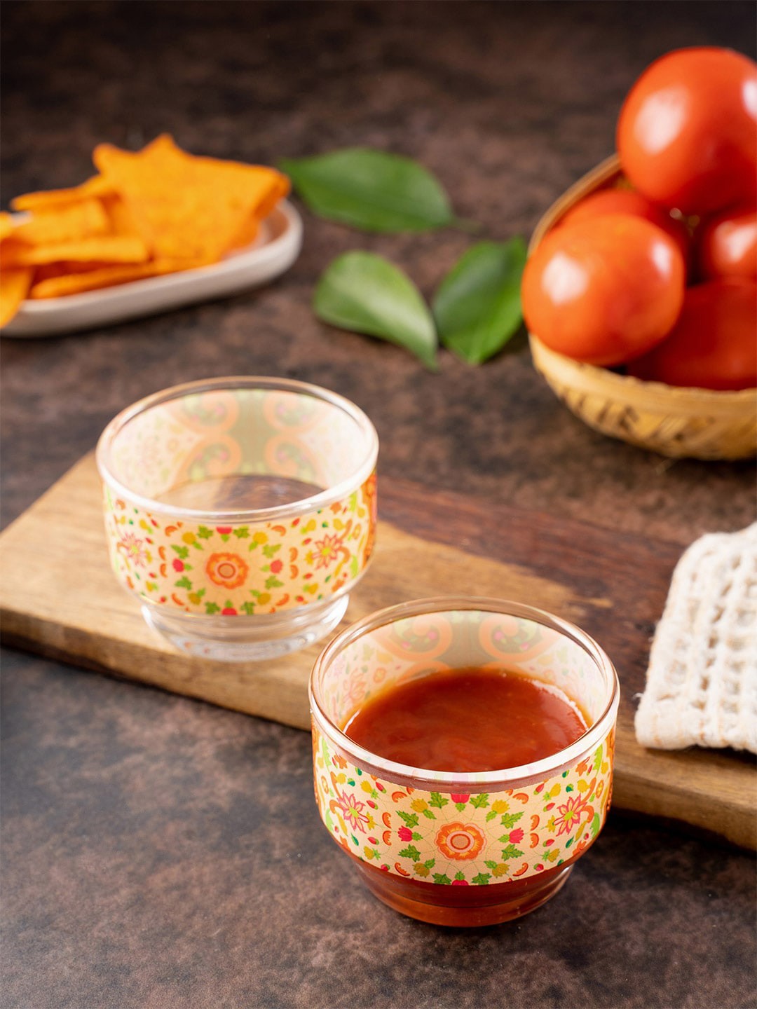 

KOLOROBIA Set Of 2 Multicoloured Printed Ornate Mughal Dip Bowls, Multi