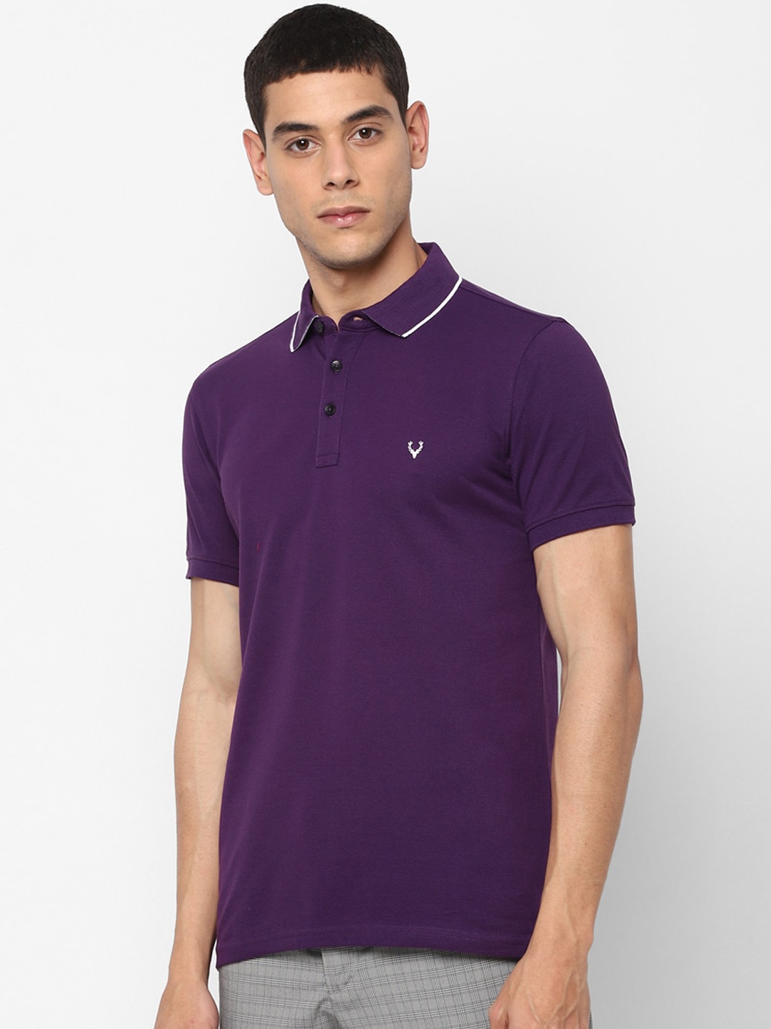 

Allen Solly Sport Men Purple Solid Polo Collar T-shirt