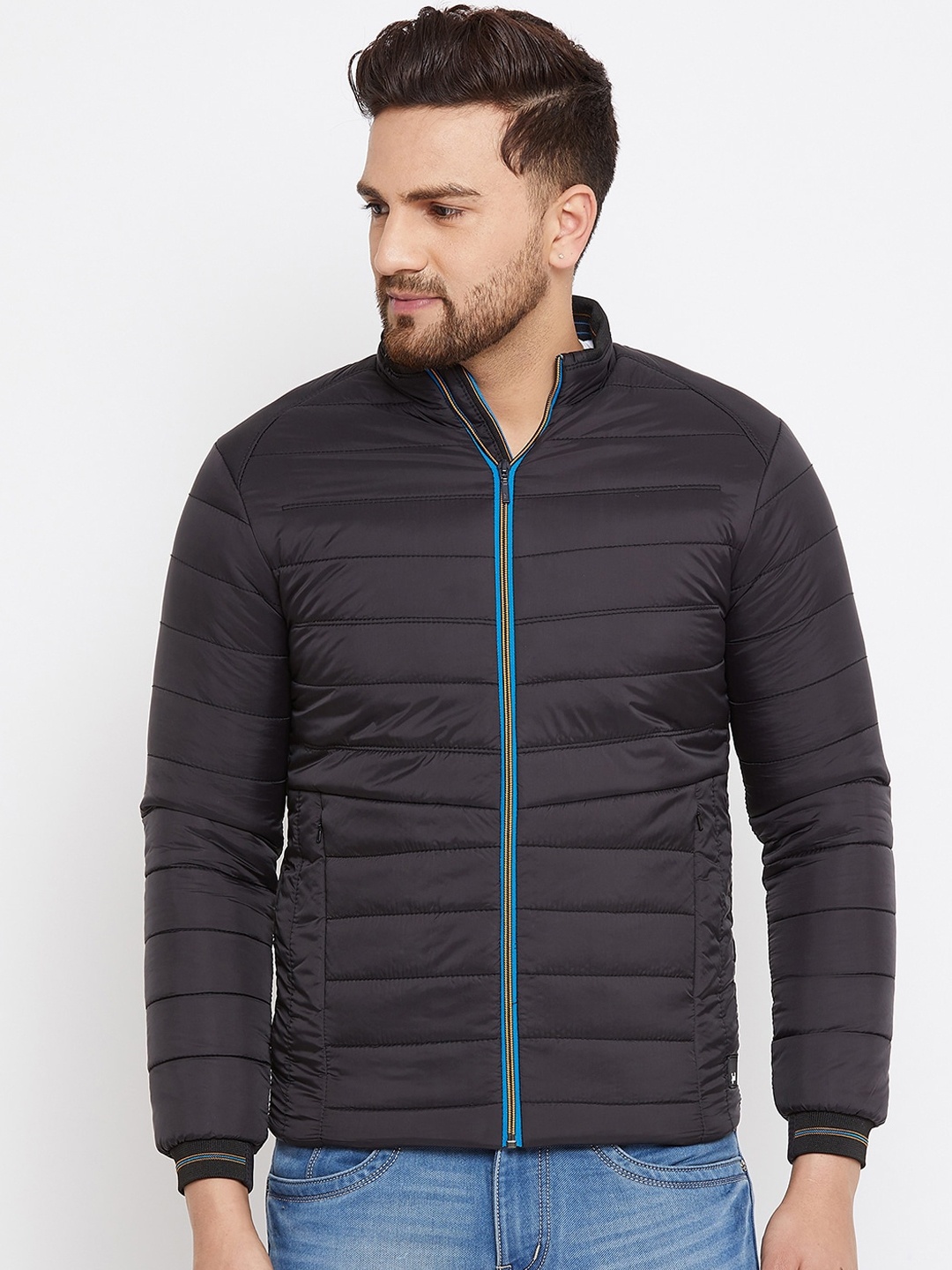 

Spirit Men Black Solid Windcheater Padded Jacket