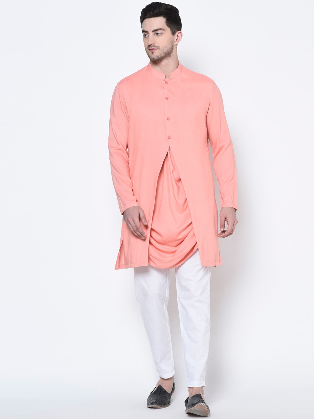 

DEYANN Men Pink Solid Kurta with Pyjamas
