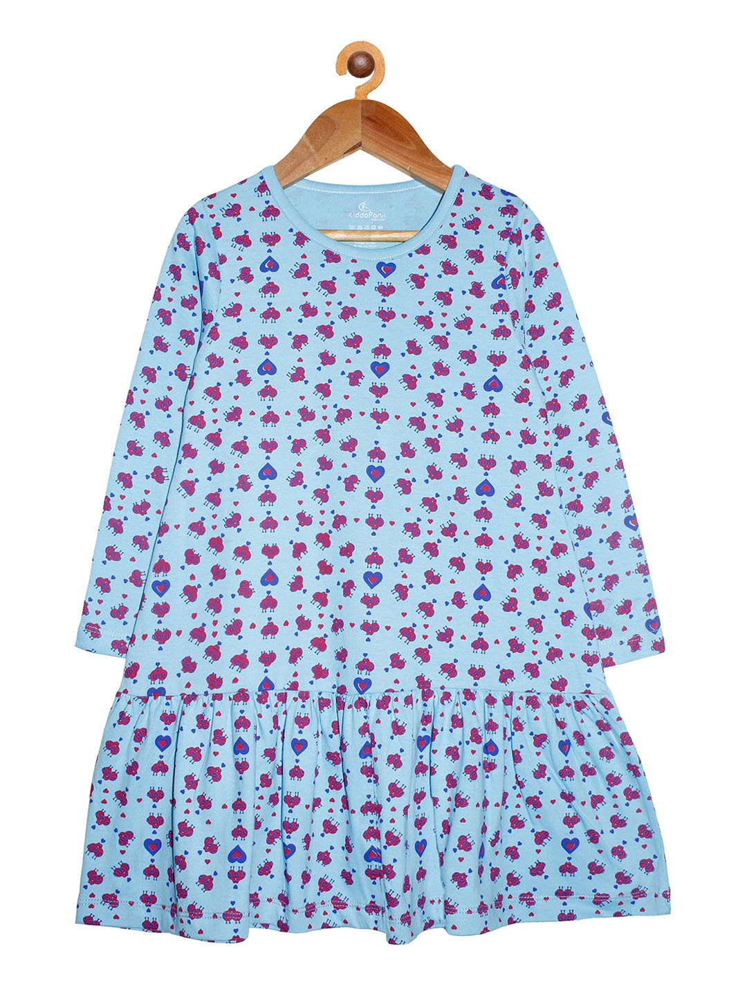 

KiddoPanti Girls Blue Printed Drop-Waist Dress