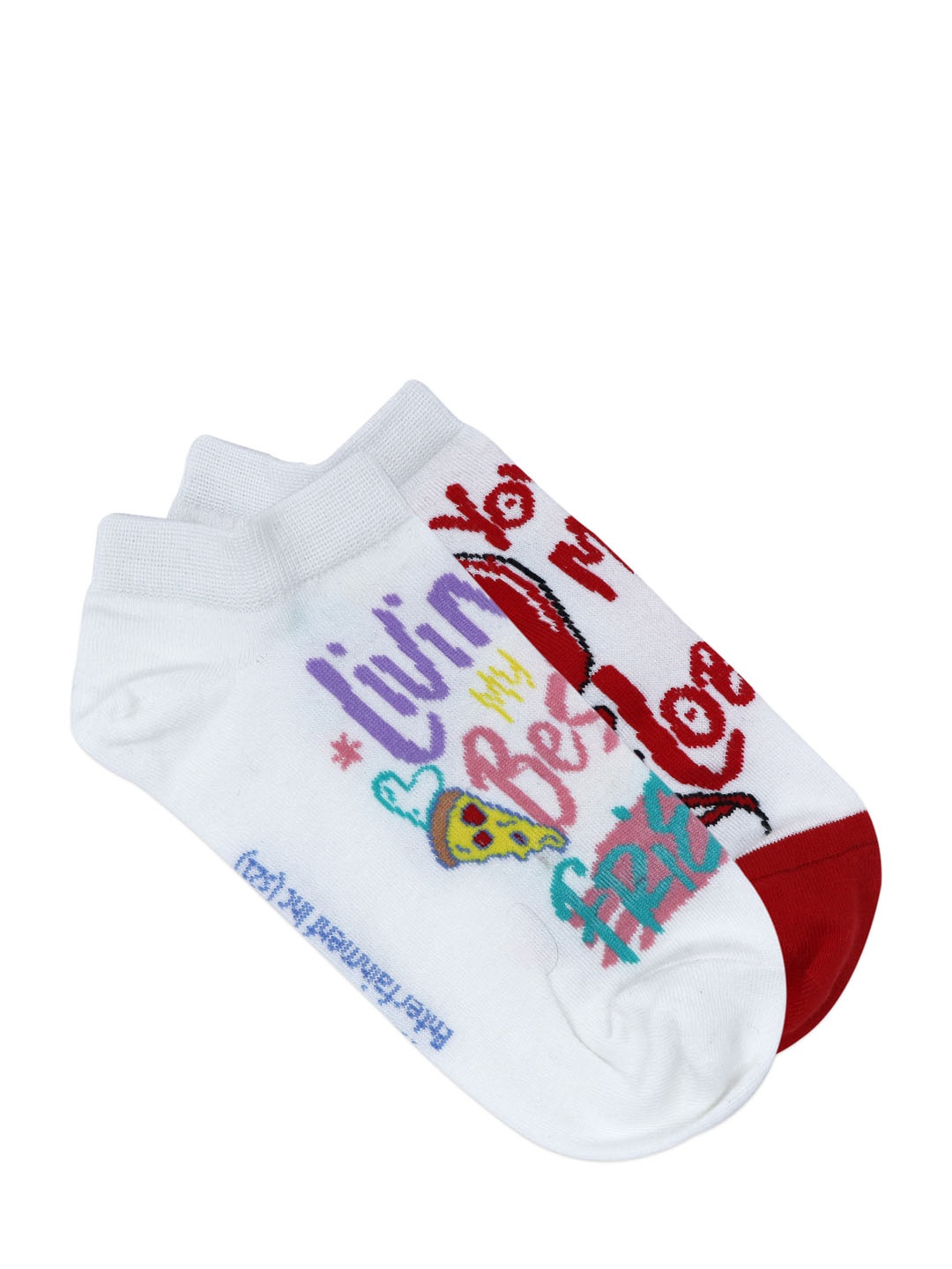 

Balenzia Women Pack Of 2 Patterned Ankle-Length Socks, White