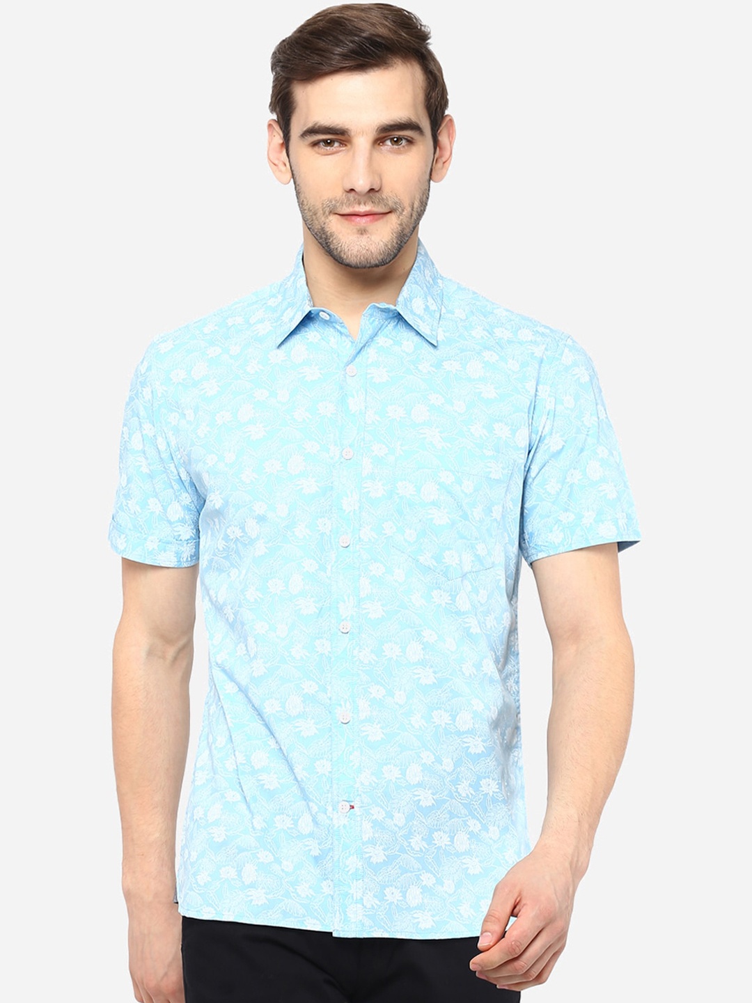 

Red Chief Men Blue Slim Fit Printed Casual Shirt