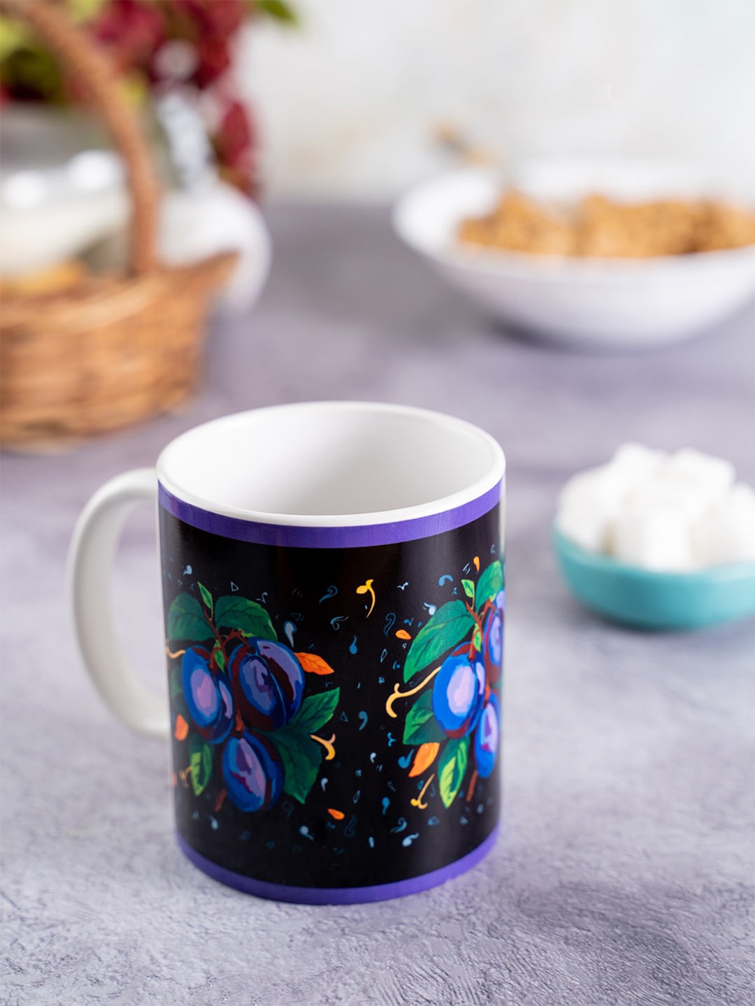 KOLOROBIA Black & Blue Plum From Italy Classic Ceramic Mug
