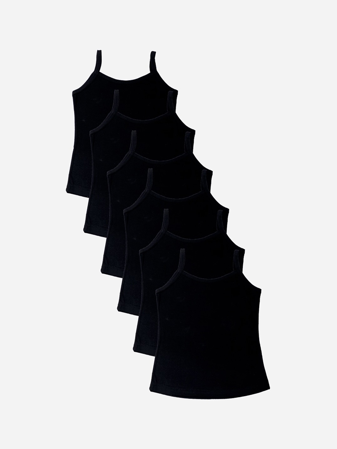 

Bodycare Girls Pack Of 6 Black Solid Camisoles