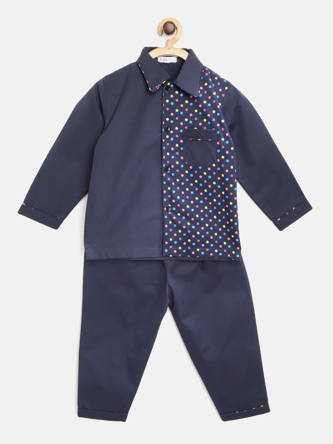 

Kids Clan Kids Navy Blue Solid Night Suit