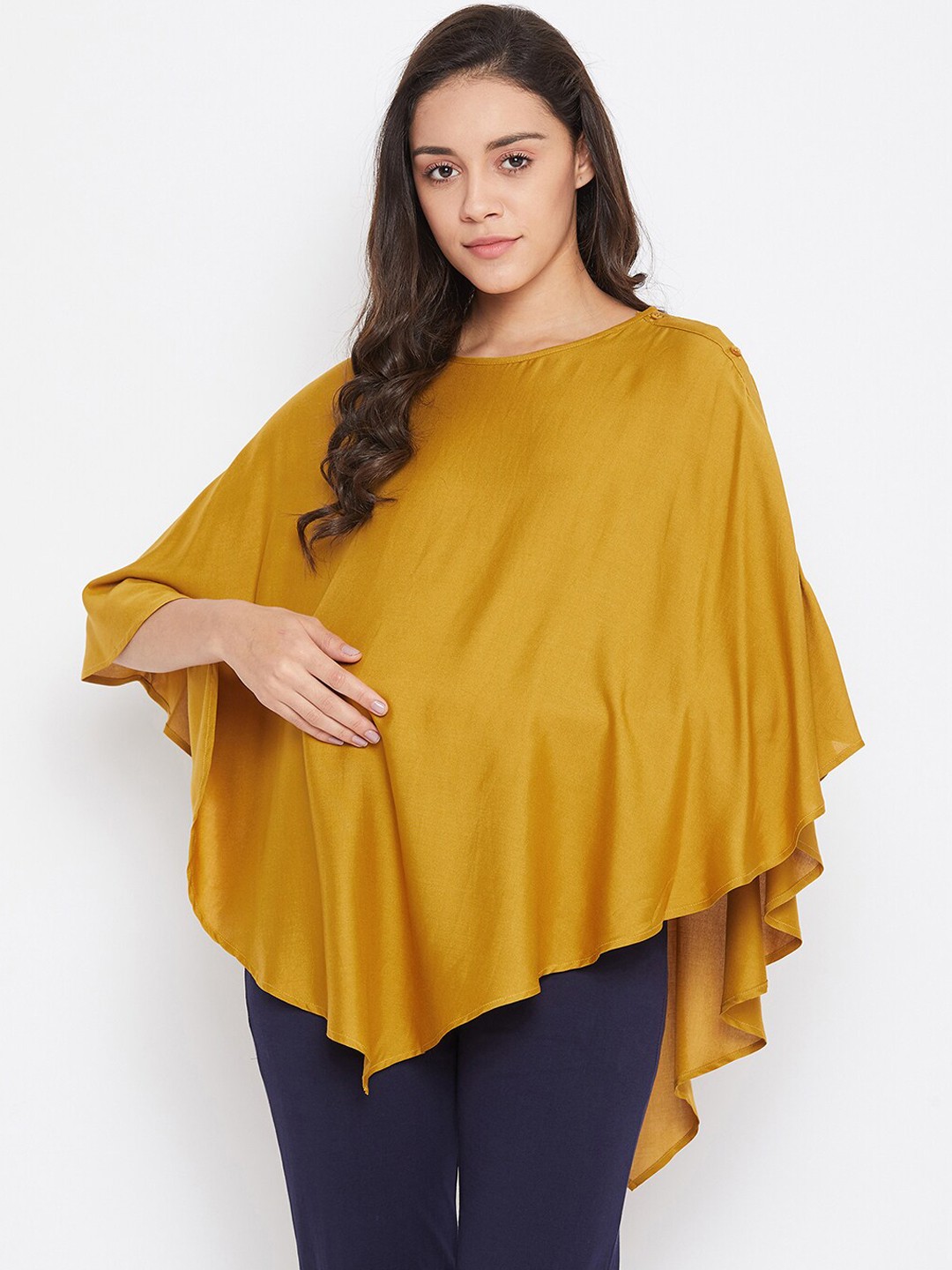 

Clovia Women Mustard Yellow Solid Kaftan Top