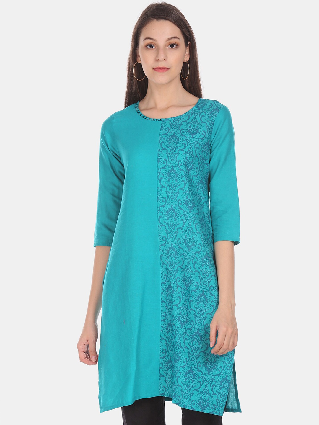 

Karigari Women Blue Printed A-Line Kurta