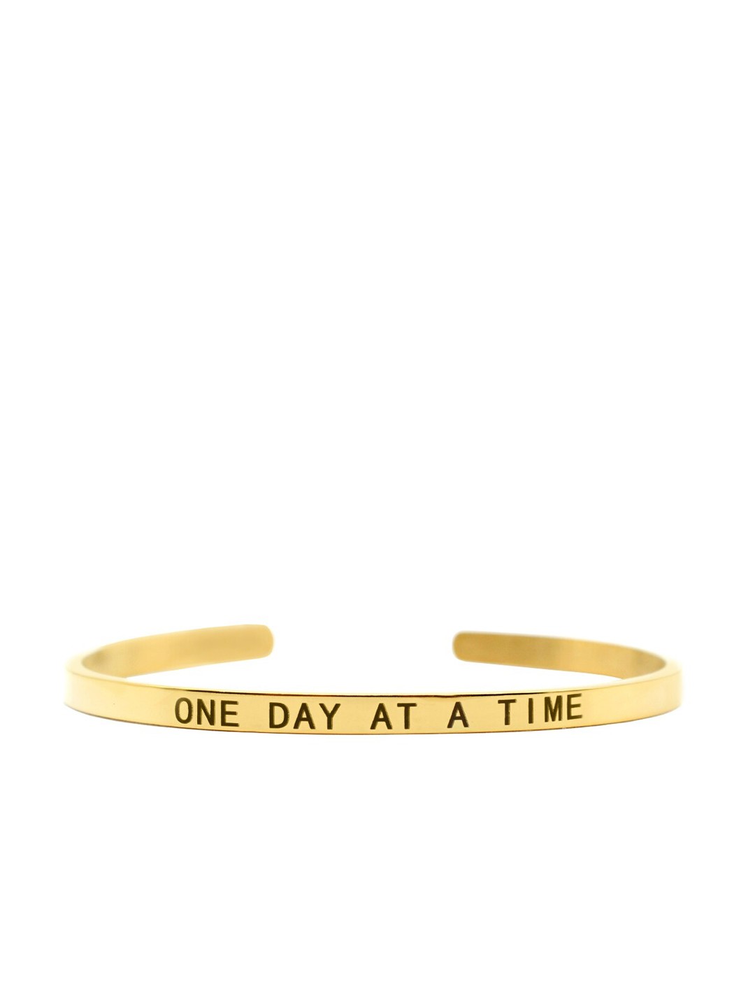 JOKER & WITCH Gold Plated One day at a time Quote Embossed Cuff Bracelet