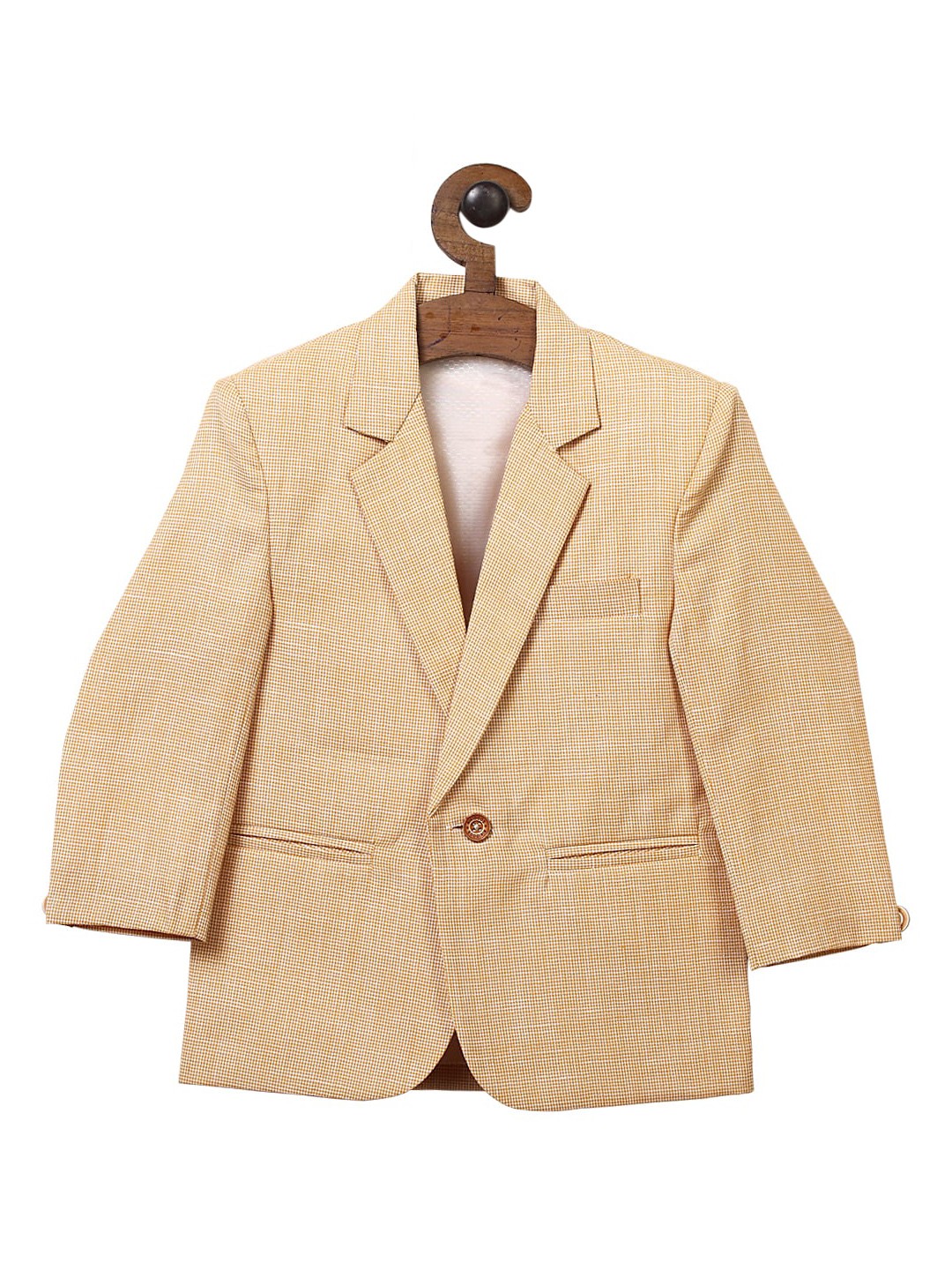 

RIKIDOOS Boys Yellow Self-Design Comfort-Fit Single-Breasted Casual Blazer