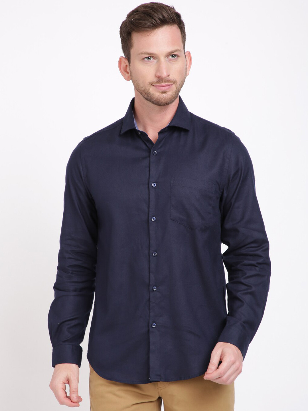 

IVOC Men Navy Blue Slim Fit Solid Casual Shirt