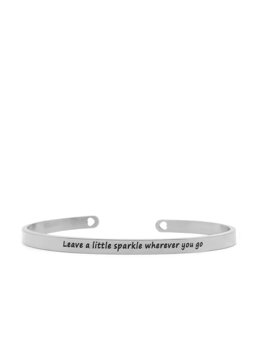 

JOKER & WITCH Silver Plated Leave A Little Sparkle Wherever You Go Quote Embossed Cuff Bracelet