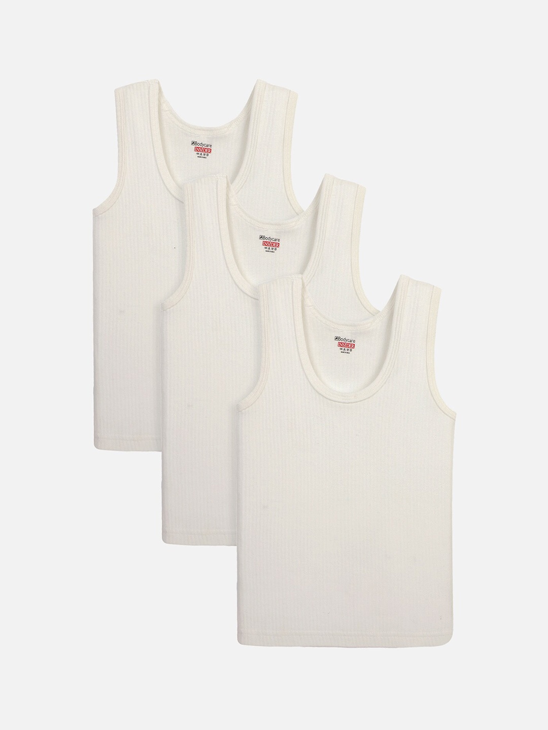 

BODYCARE INSIDER Unisex Kids Pack of 3 White Striped Thermal Tops