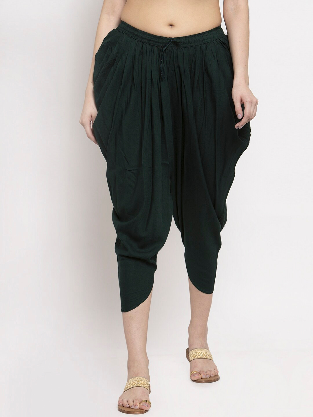 

Miaz Lifestyle Women Green Solid Dhoti Salwar