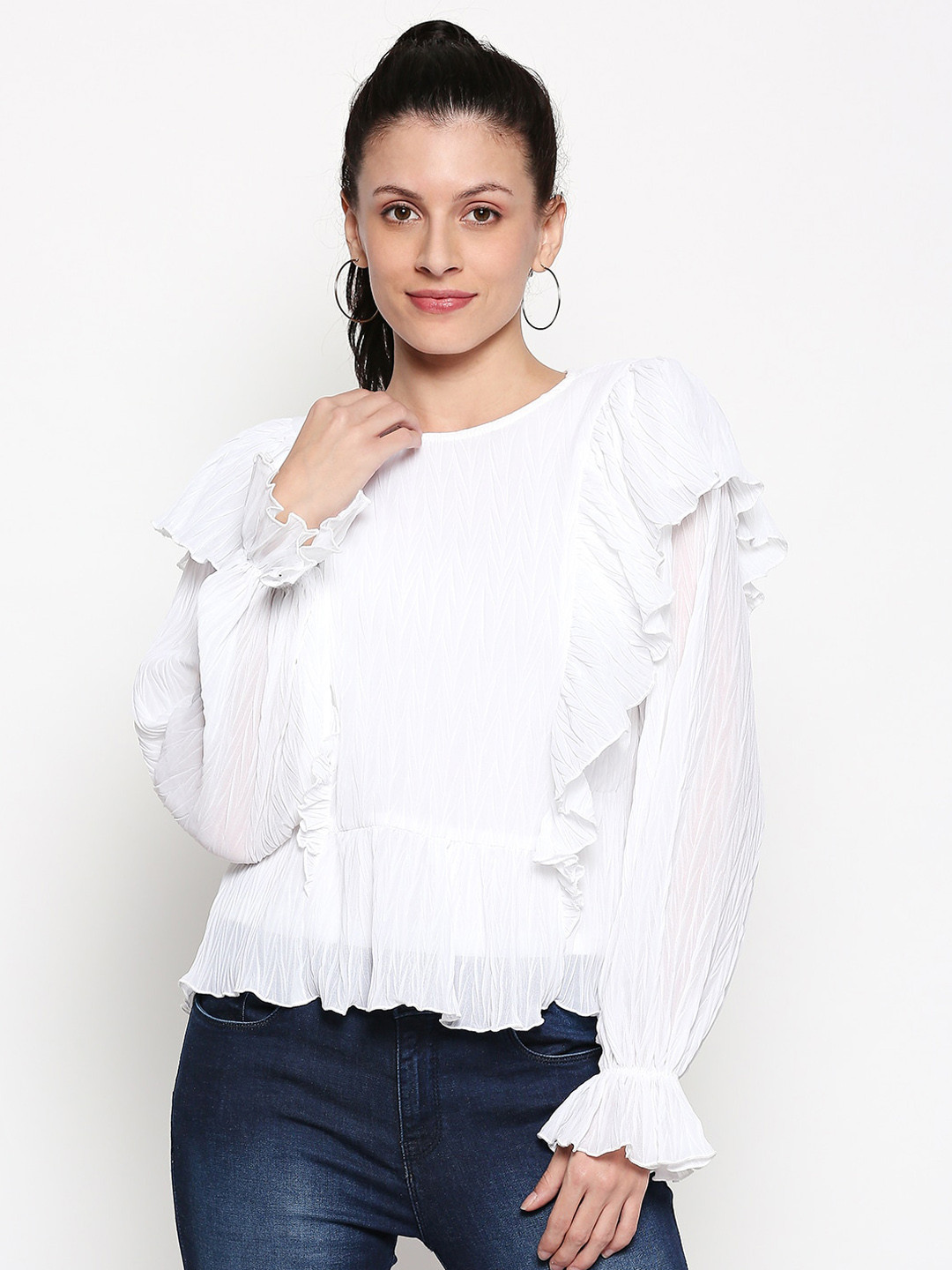 

Forever Glam by Pantaloons Women White Solid Top