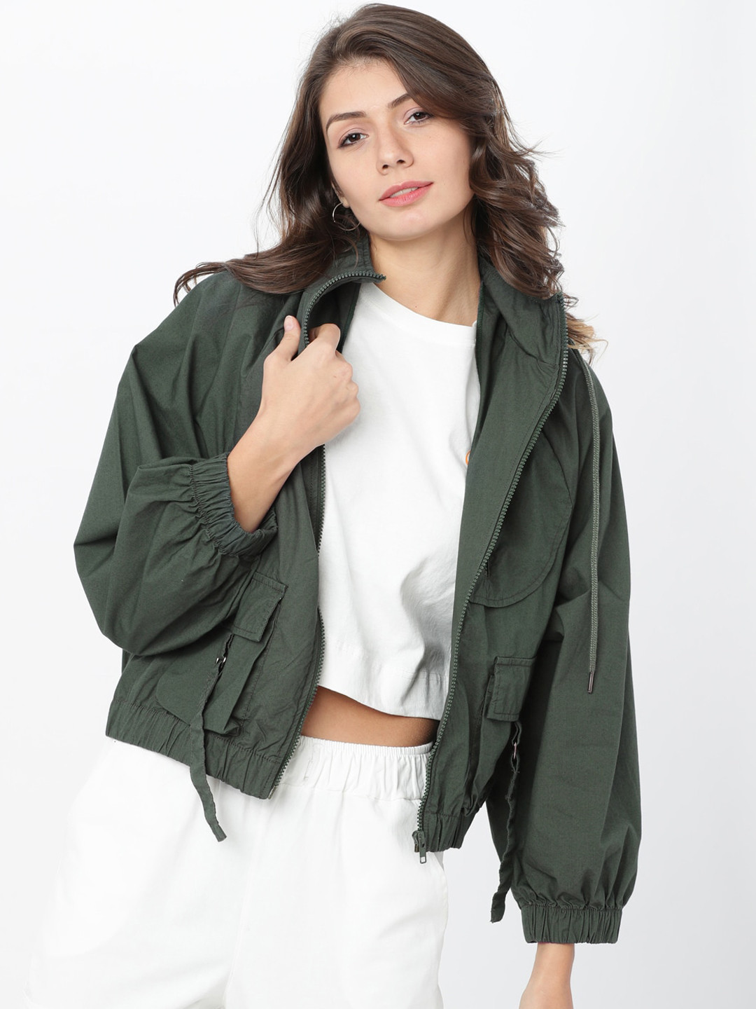 

Tokyo Talkies Women Green Solid Sporty Shacket