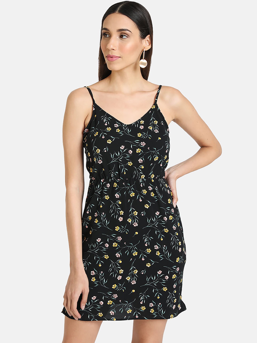 

Kazo Women Black & Yellow Printed Sheath Dress