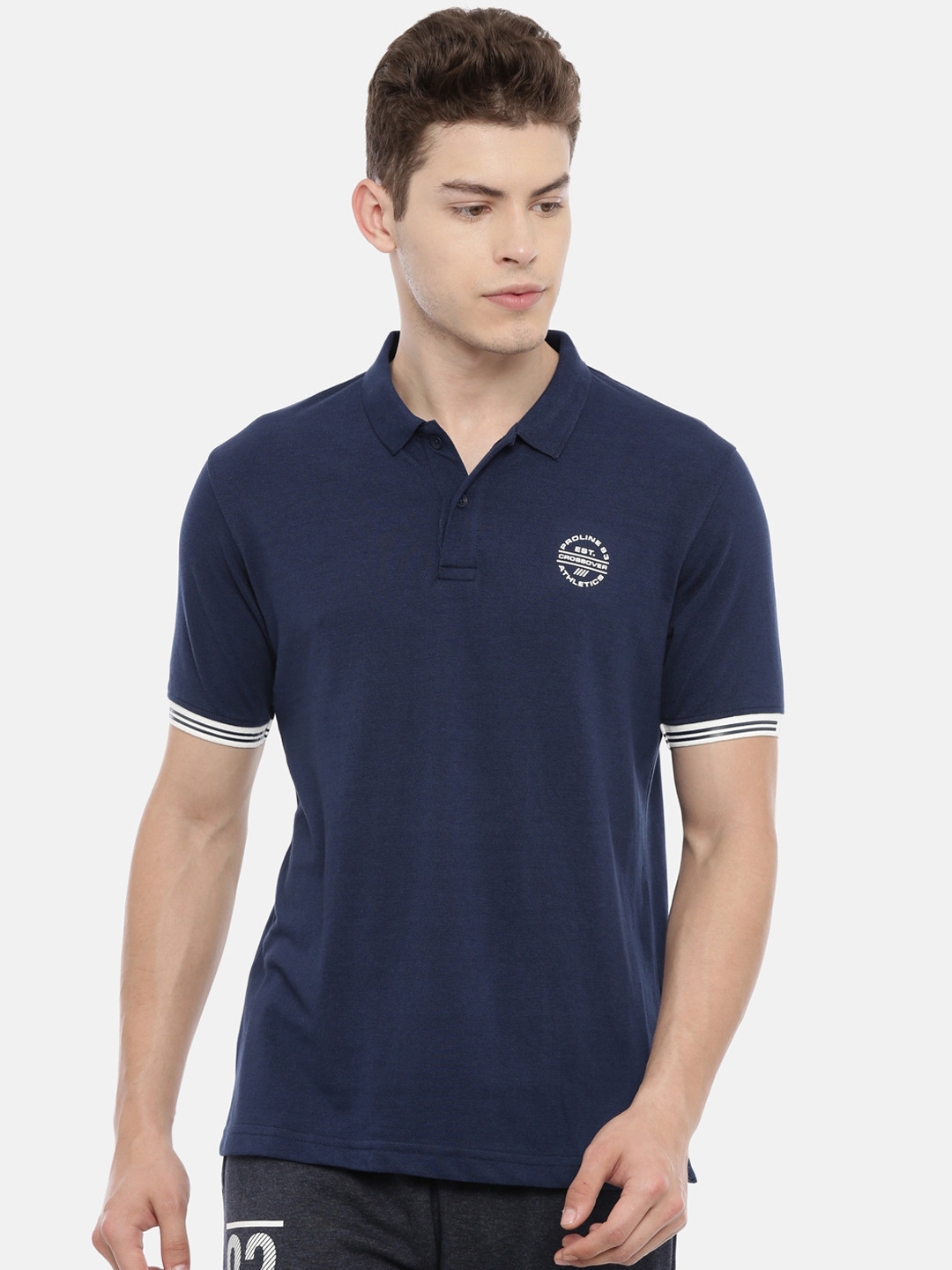 

Proline Active Men Navy Blue Solid Polo Collar T-shirt