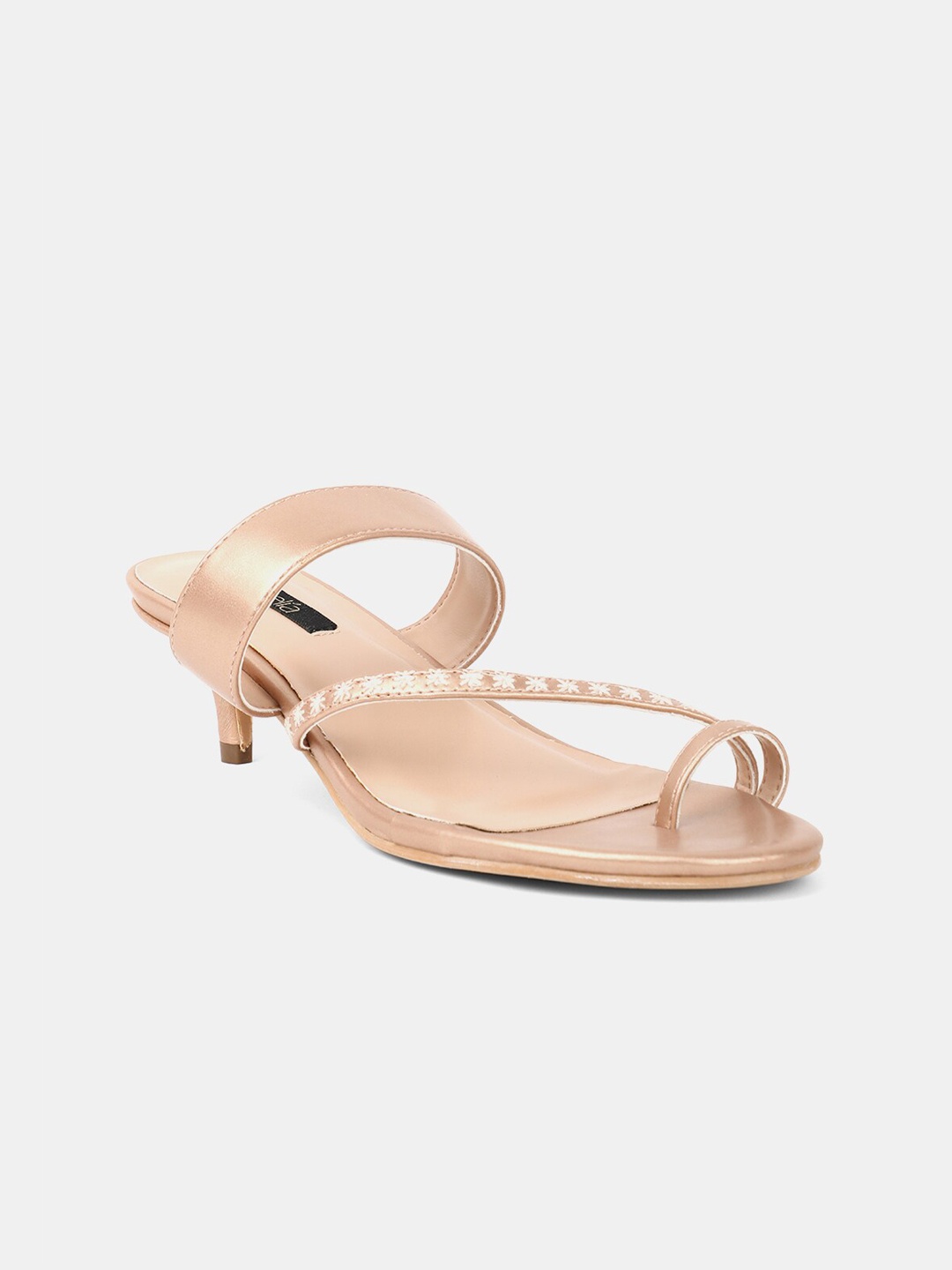 

AURELIA Women Rose Gold Woven Design Kitten Heels