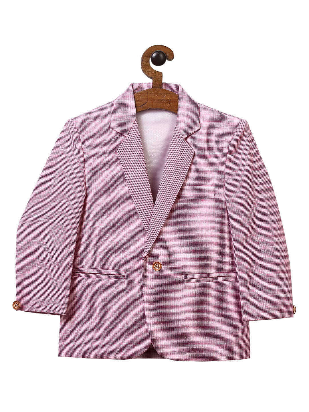 

RIKIDOOS Boys Pink & White Striped Single Breasted Comfort Fit Casual Blazer