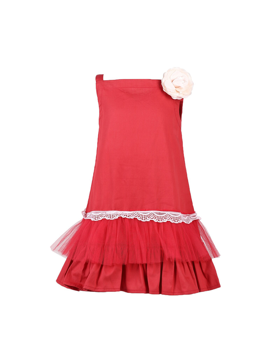 

A Little Fable Girls Red Solid A-Line Dress