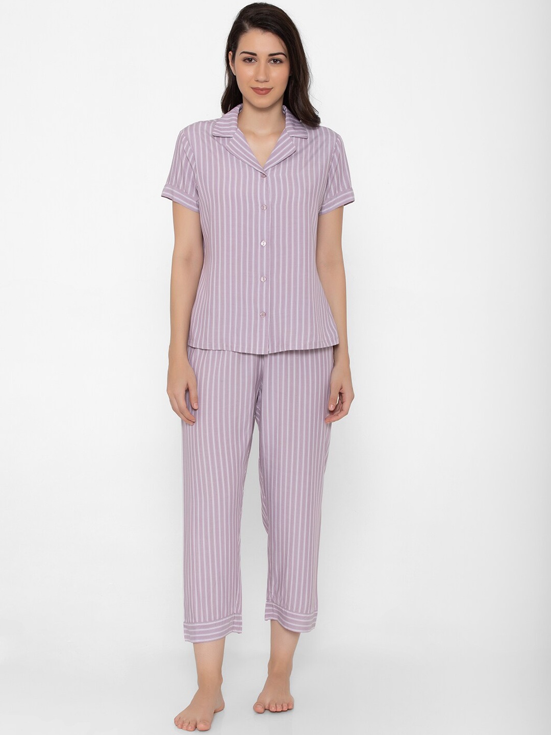 

Triumph Just Mix Striped Print Short Sleeve Pyjama Set, Mauve