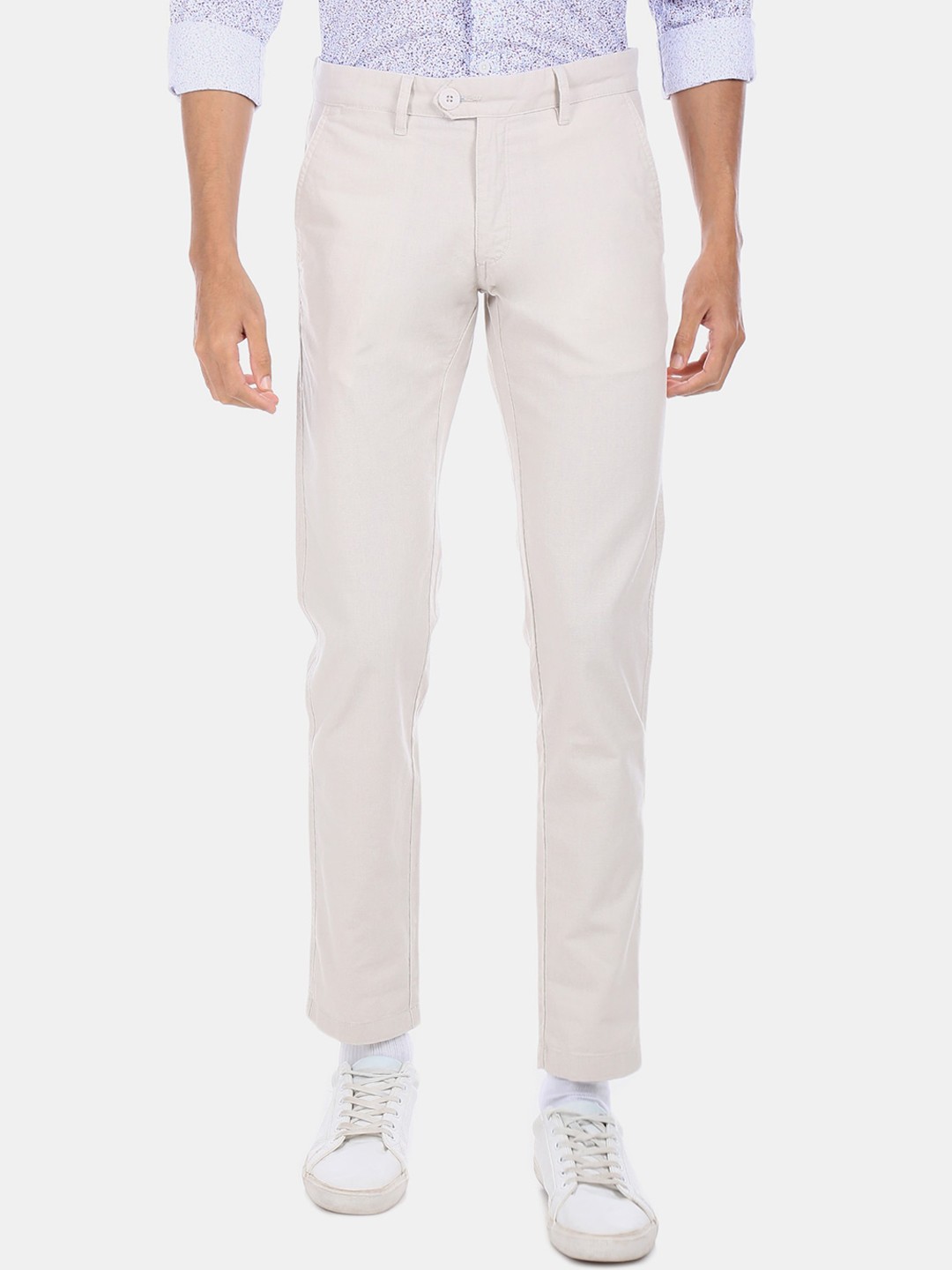 

Ruggers Men Off-White Regular Fit Solid Regular Trousers