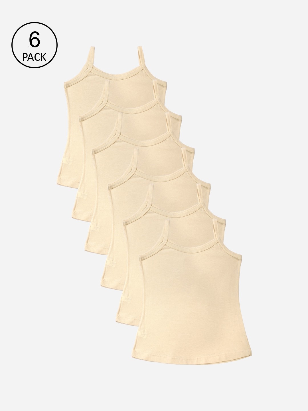 

Bodycare Kids Girls Pack Of 6 Beige Solid Camisoles