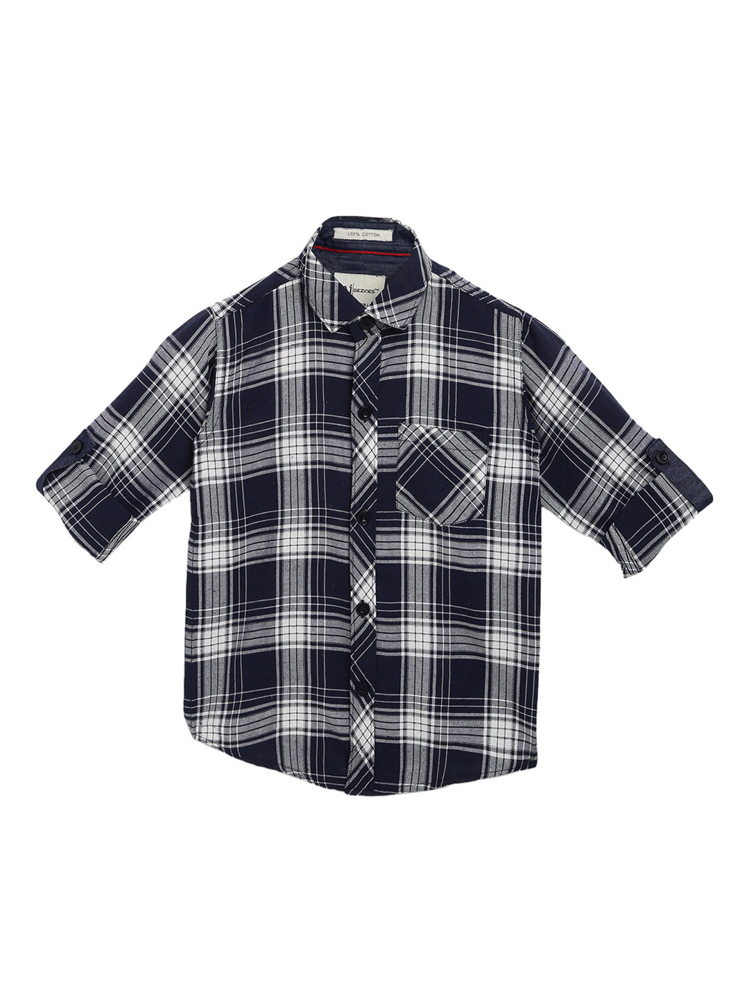 

Aj DEZInES Boys Blue & White Regular Fit Checked Casual Shirt