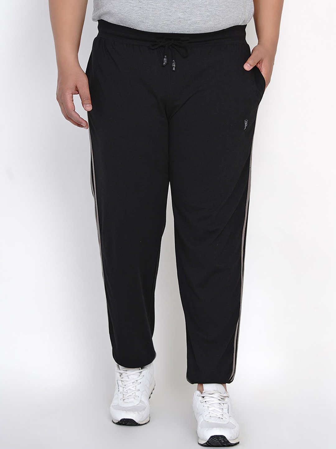

John Pride Men Black Solid Straight-Fit Plus Size Track Pants