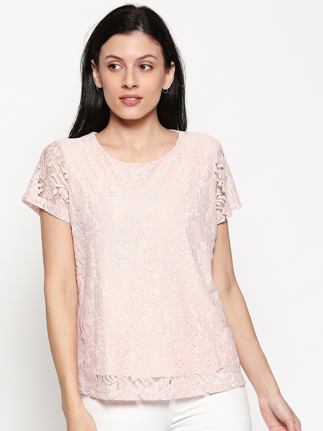 

Honey by Pantaloons Women Pink Self Design Top