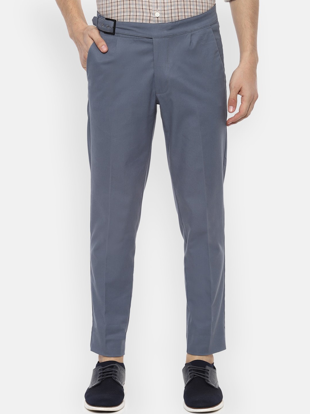 

V Dot Men Grey Slim Fit Solid Regular Trousers
